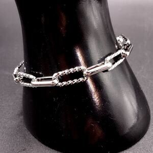 925 Silver Tone Twisted Chain Link Bracelet 90s Y2K Anniversary Birthday Gift